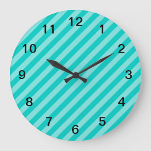 Reloj Redondo Grande Aguamarina y rayas de la turquesa