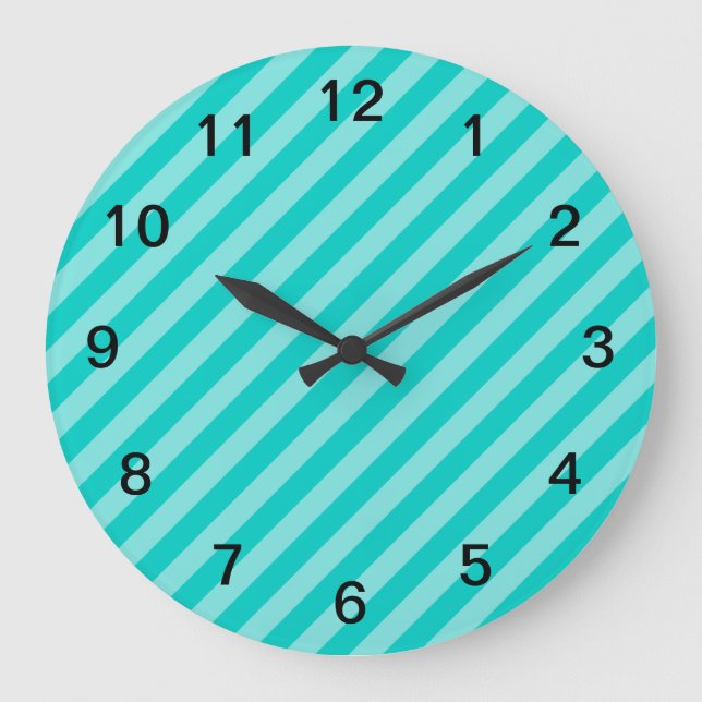 Reloj Redondo Grande Aguamarina y rayas de la turquesa (Anverso)