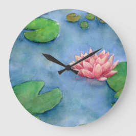 Reloj Redondo Grande Aguarela Flôr de Lotús 