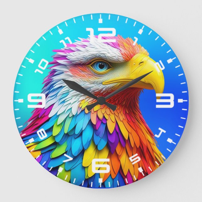 Reloj Redondo Grande Águila calva de color arcoiris 65456 (Anverso)