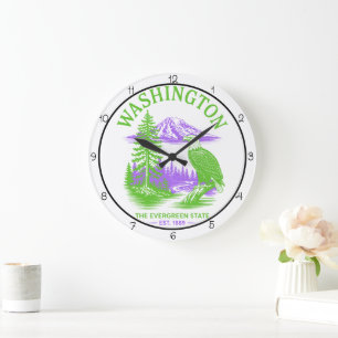 Reloj Redondo Grande Águila del Estado Siempreverde de Washington