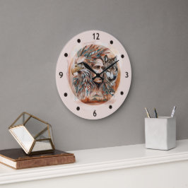 Reloj Redondo Grande Águila - Hombre - Lobo - acuarela arte 1 - Diversi