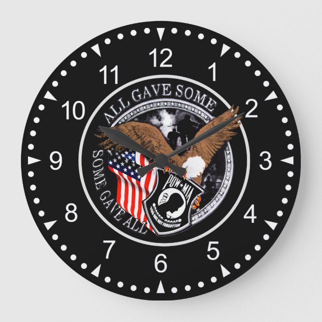 Reloj Redondo Grande Águila militar patriótica POW-MIA (Anverso)