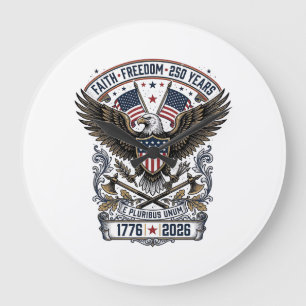 Reloj Redondo Grande Águila Patriótica 250 Años Vintage Libertad