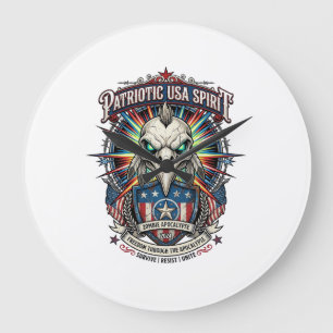 Reloj Redondo Grande Águila Patriótica Fin De Los Tiempos Calavera Zomb