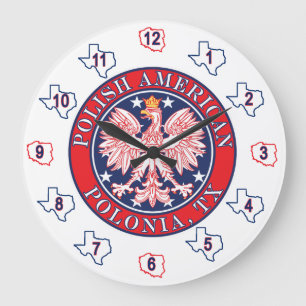 Reloj Redondo Grande Águila polaca estadounidense de Polonia Texas