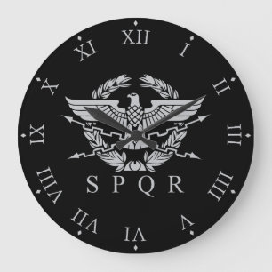 Reloj Redondo Grande Águila Romana SPQR Laurel y Números Romanos