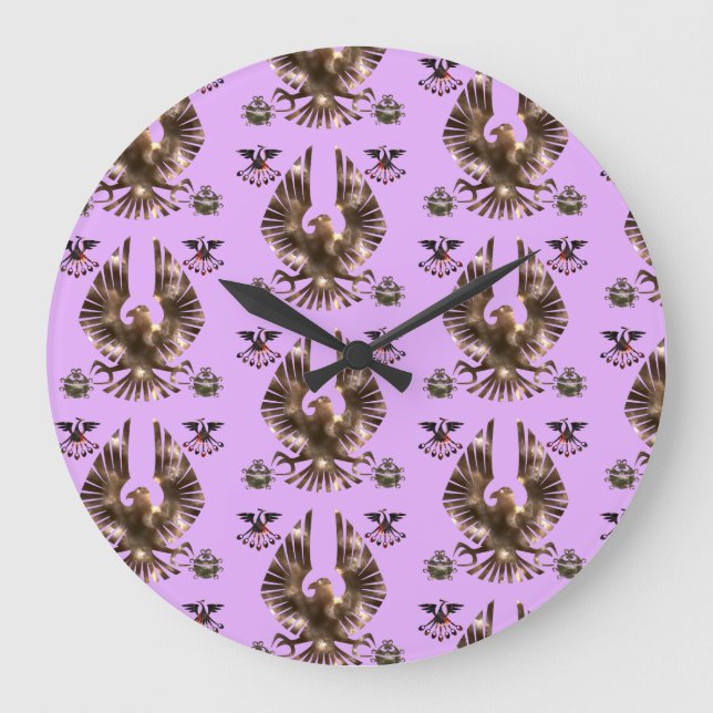 Reloj Redondo Grande águilas brillantes (Anverso)