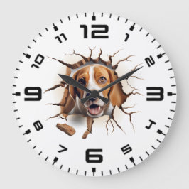 Reloj Redondo Grande Agujero Crackeado 3D Beagle