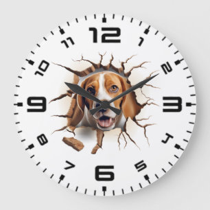 Reloj Redondo Grande Agujero Crackeado 3D Beagle