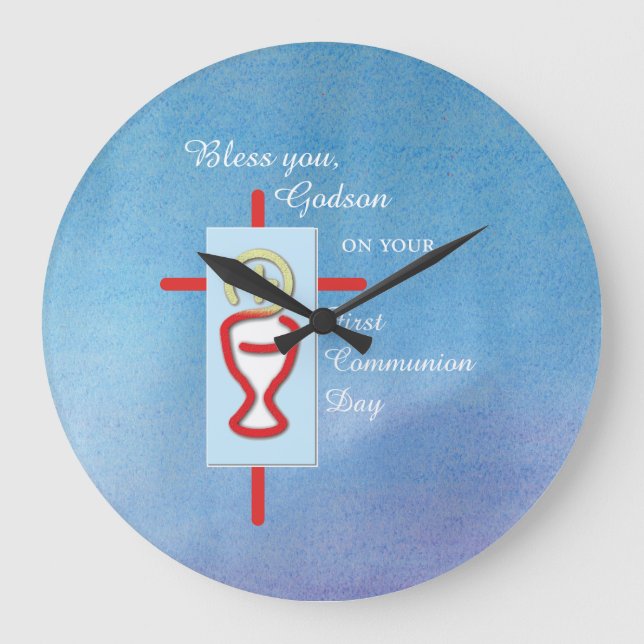 Reloj Redondo Grande Ahijado, Primera Comunión, Azul (Anverso)