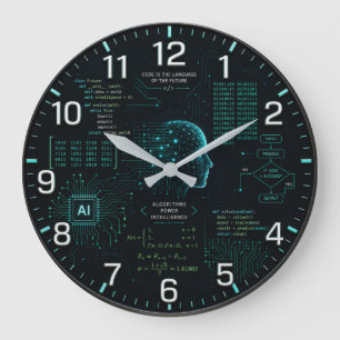 Reloj Redondo Grande AI Coding Programming Computer Science Software