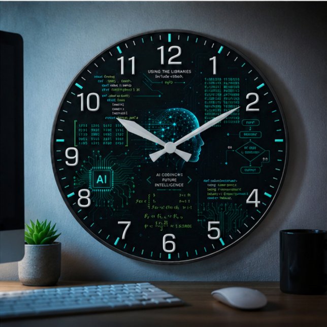 Reloj Redondo Grande AI Coding Programming Computer Science Software  (Subido por el creador)