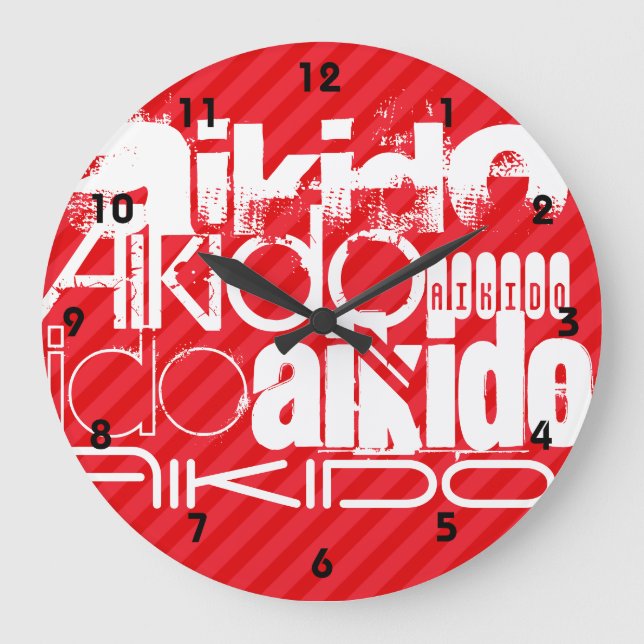 Reloj Redondo Grande Aikido; Scarlet Red Stripes (Anverso)