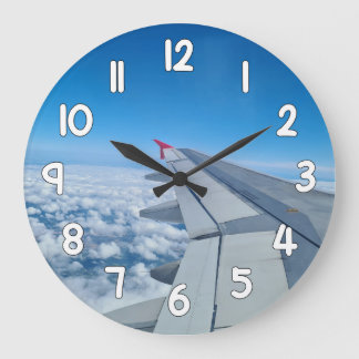 Reloj Redondo Grande Airplane Wing Wall Clock – Blue Sky Travel Aviatio