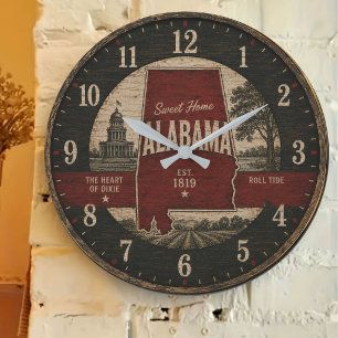 Reloj Redondo Grande Alabama State Rustic Sweet Home Alabama Decor