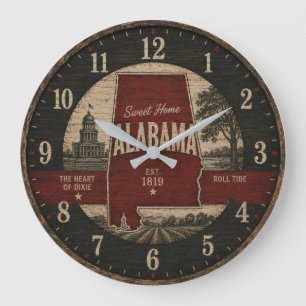 Reloj Redondo Grande Alabama State Rustic Sweet Home Alabama Decor