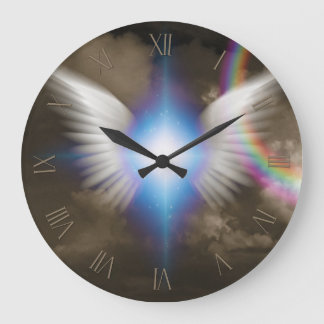 Reloj Redondo Grande Alas de los ángeles blancos