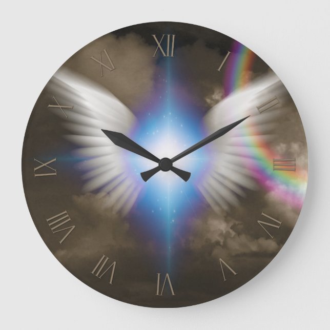 Reloj Redondo Grande Alas de los ángeles blancos (Anverso)