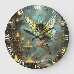 Reloj Redondo Grande Alas de mariposa Pixie Fantasía Lindo