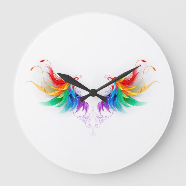 Reloj Redondo Grande Alas del arco iris fluidas (Anverso)