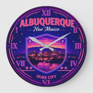 Reloj Redondo Grande Albuquerque New Mexico Neon Skyline Duke City 