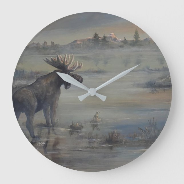 Reloj Redondo Grande Alce majestuoso (Anverso)