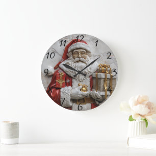 Reloj Redondo Grande Alegre Santa con regalos
