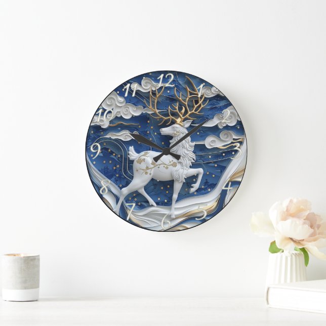 Reloj Redondo Grande Alegría de los Navidades de renos (Hogar)