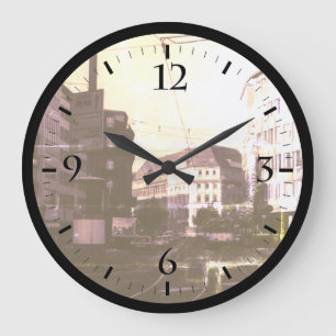 Reloj Redondo Grande Alemania antigua calle de la ciudad de Frankfurt r