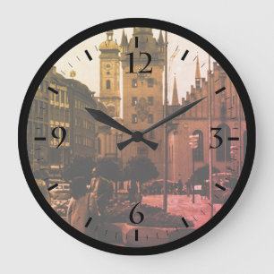 Reloj Redondo Grande Alemania Vintage Múnich Iglesia Marienplatz Grande