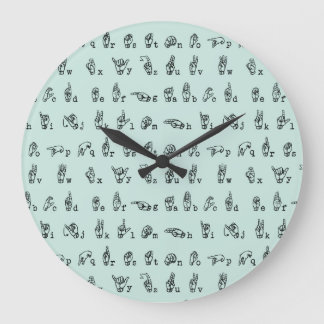 Reloj Redondo Grande Alfabeto americano del lenguaje de signos de //del