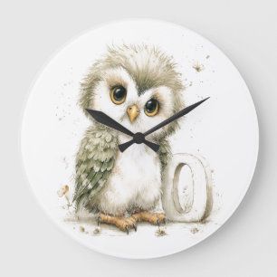 Reloj Redondo Grande Alfabeto de Animales Bebés en Acuarela Adorable Bú