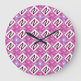 Reloj Redondo Grande Alfabeto geométrico rosa chic inicial N