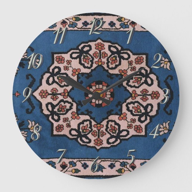 Reloj Redondo Grande Alfombra turca persa azul oriental del modelo (Anverso)