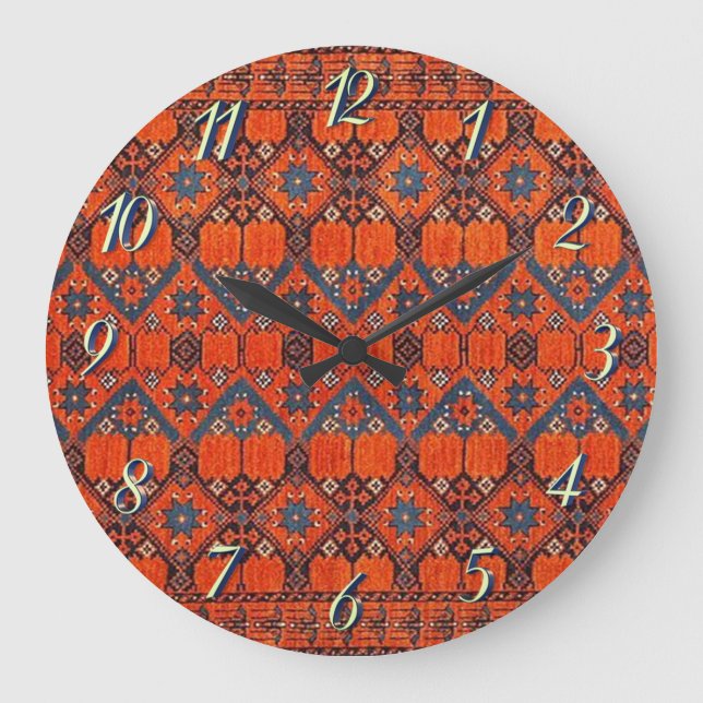 Reloj Redondo Grande Alfombra turca persa oriental del modelo (Anverso)