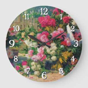 Reloj Redondo Grande Alfred Petit Flower Baskets y Flores en...