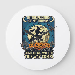 Reloj Redondo Grande Algo Malvado Llega Bruja Halloween Calabaza