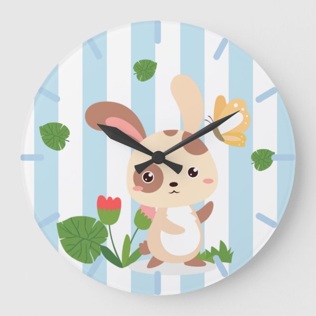 Reloj Redondo Grande Algún conejo lindo (Anverso)