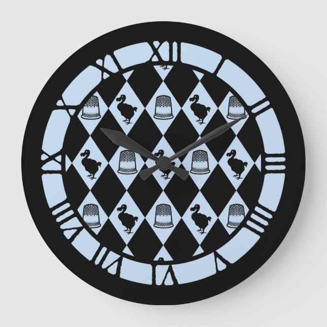 Reloj Redondo Grande Alice Dodo Thimble Pattern (Anverso)