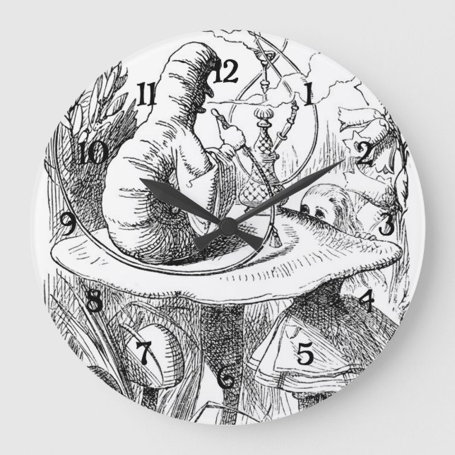 Reloj Redondo Grande Alice Meets the Caterpillar - Alice in Wonderland (Anverso)