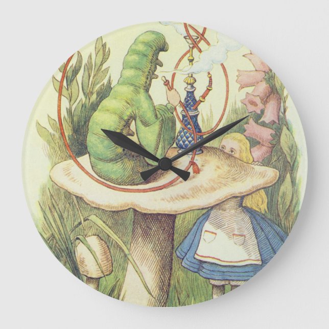 Reloj Redondo Grande Alice se reúne con la oruga (Anverso)