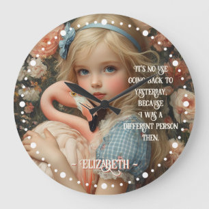 Reloj Redondo Grande Alicia en el País de las Maravillas Vintage con Fl