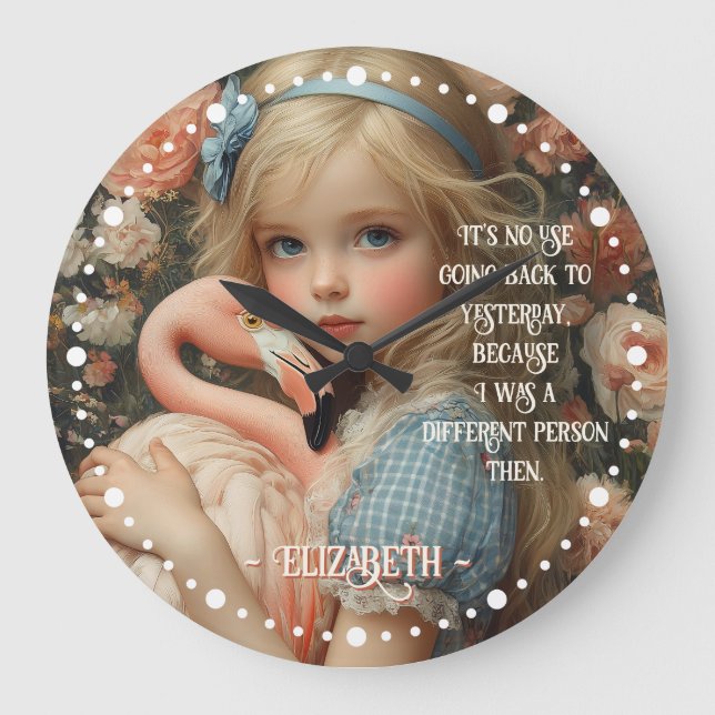 Reloj Redondo Grande Alicia en el País de las Maravillas Vintage con Fl (Anverso)