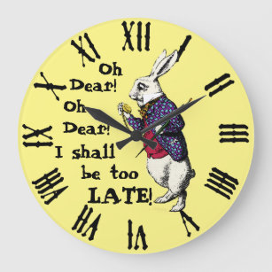 Reloj Redondo Grande Alicia vintada en la Novedad de conejo blanco en e