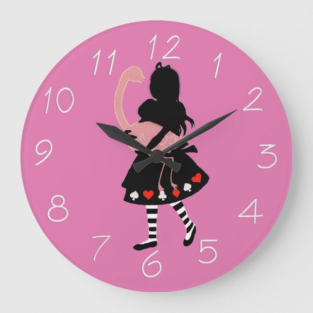 Reloj Redondo Grande Alicia y flamenco rosado (Anverso)