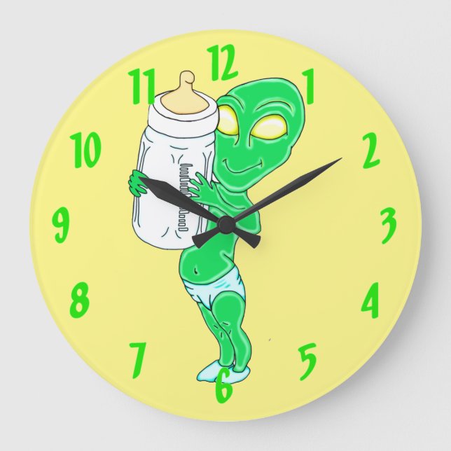 Reloj Redondo Grande Alien Baby Boy (Anverso)