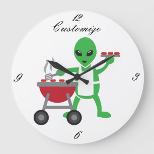 Reloj Redondo Grande Alien Barbeque Cookout Thunder_Cove