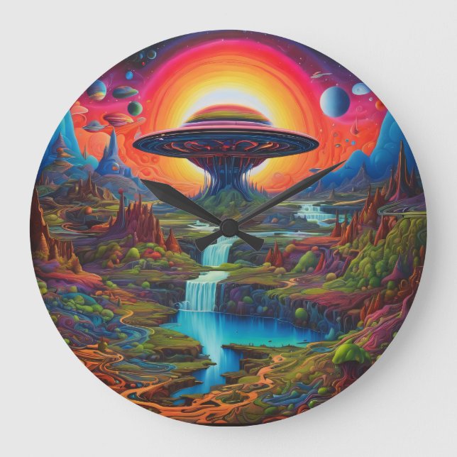 Reloj Redondo Grande Alienante Psychedelic Dreamscape (Anverso)