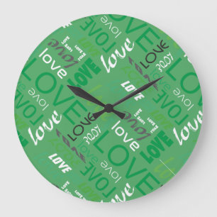 Reloj Redondo Grande Alive Green Gallery Love Words Art